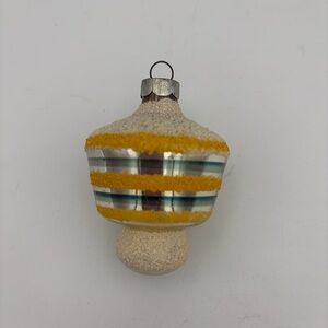 Vintage Shiny Brite Mica Tornado Yellow Tree UFO Glass Christmas Ornament MCM